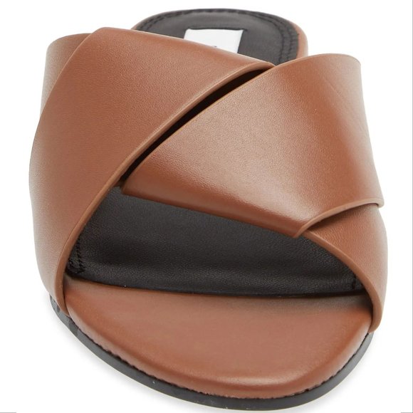 Reiss Brooke Slide Flat SANDALS Size 38 7.5 Brown Leather NEW $225 - Picture 2 of 15